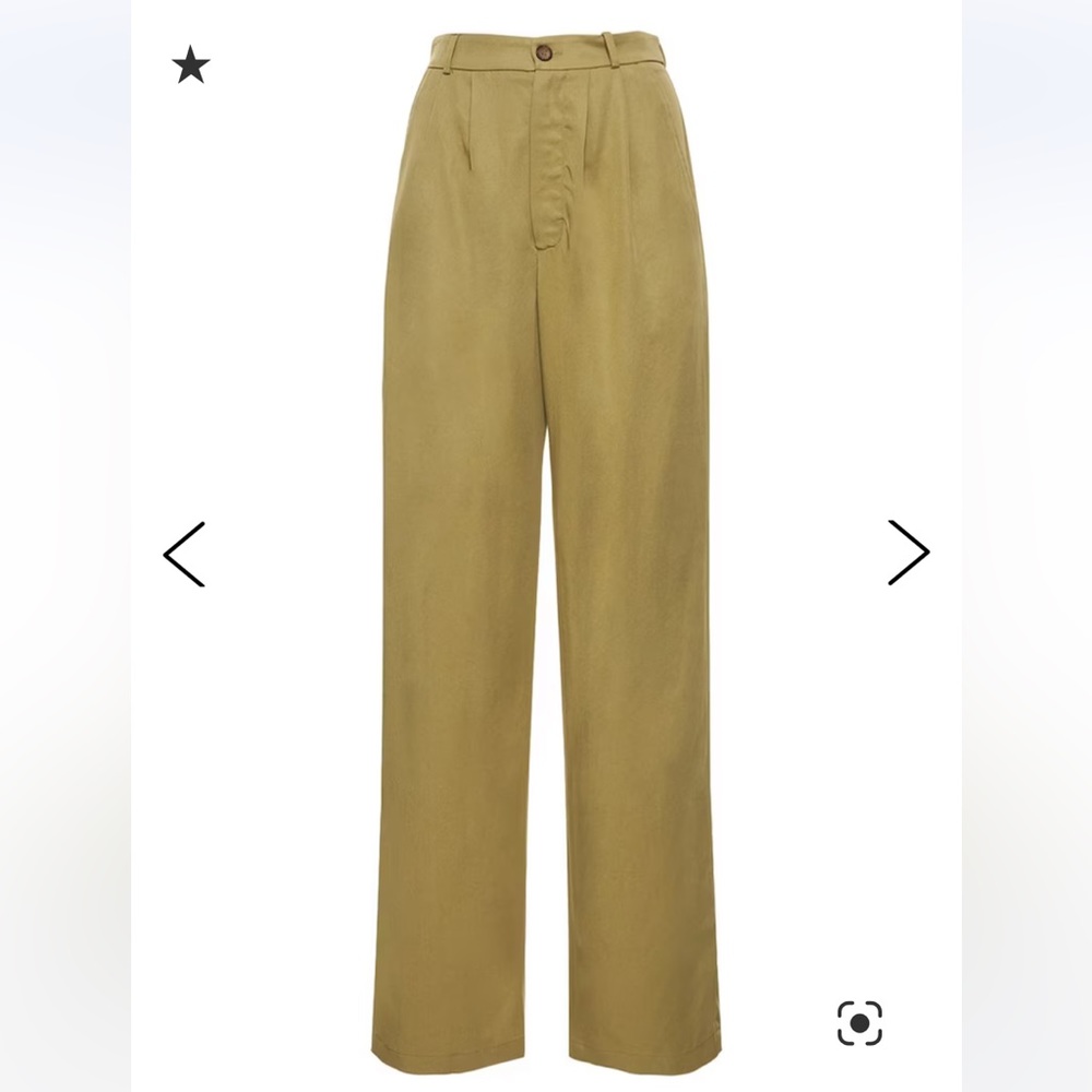 Reformation Mason  Highrise Pleated Wide leg trousers NWOT Khaki Size 6